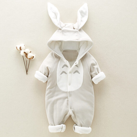 Cozy Chinchilla Hooded Baby Romper