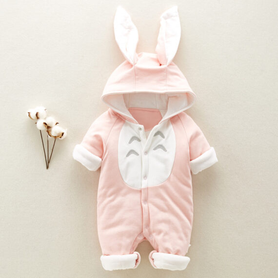 Cozy Chinchilla Hooded Baby Romper - Image 3