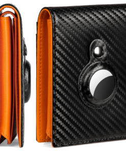 Slim Leather Wallet for Men with Airtag Holder RFID Blocking