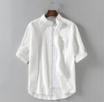 Men's Linen Stand Collar Loose Shirt - Image 6