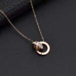 Roman Numeral Ring Diamond Titanium Steel Necklace - Image 2