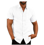 Men Short Sleeve Summer Solid Shirts - Image 6