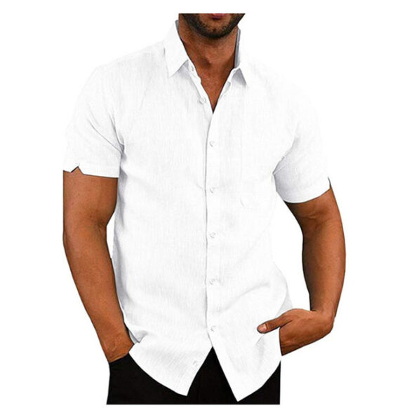 Men Short Sleeve Summer Solid Shirts - Image 6