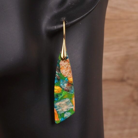 Geometric Flower Shape Pendant Earrings - Image 4