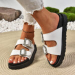 Rhinestone Buckle Platform Sandals - Image 3