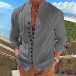 Cotton And Linen Casual Loose Long Sleeve Shirt - Image 4