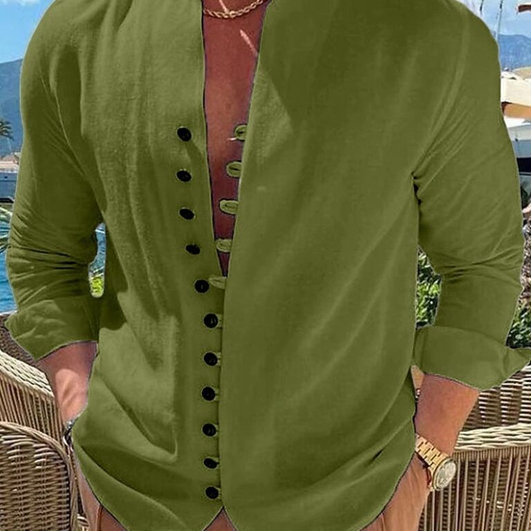 Cotton And Linen Casual Loose Long Sleeve Shirt - Image 6