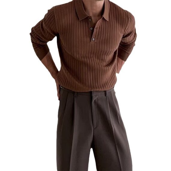 Men’s Stylish Striped Long Sleeve Shirt - Image 4