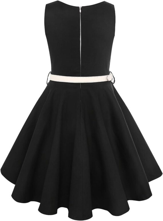 Girls 50s Retro Vintage Twirl Dress – Sleeveless Special Occasion (Size 6-14) - Image 4
