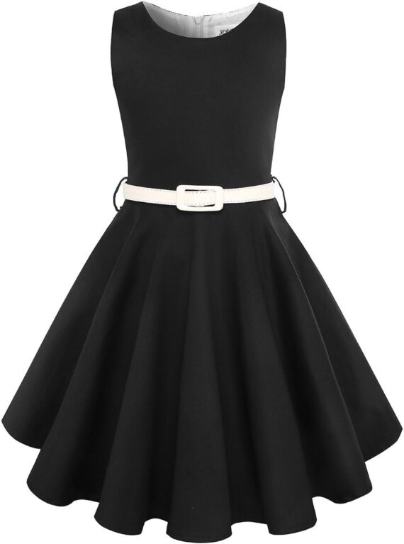 Girls 50s Retro Vintage Twirl Dress – Sleeveless Special Occasion (Size 6-14) - Image 3