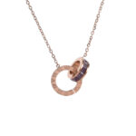 Roman Numeral Ring Diamond Titanium Steel Necklace - Image 3