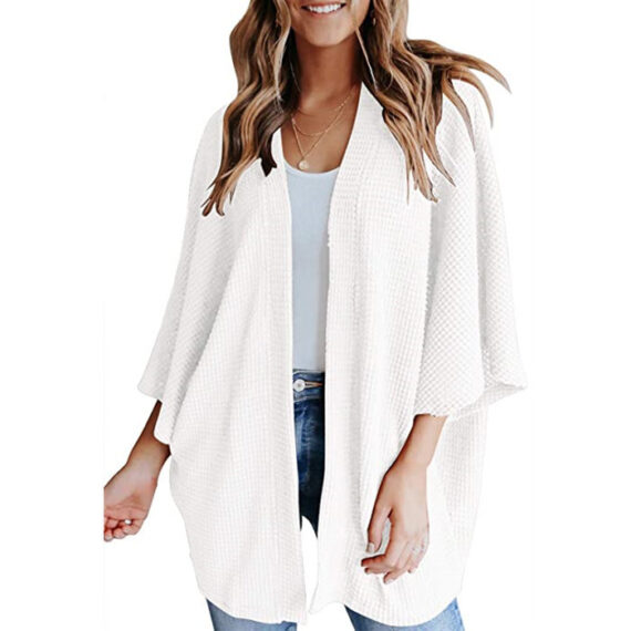 Bat Sleeve Waffle Gerson Women's Cardigan - Image 4