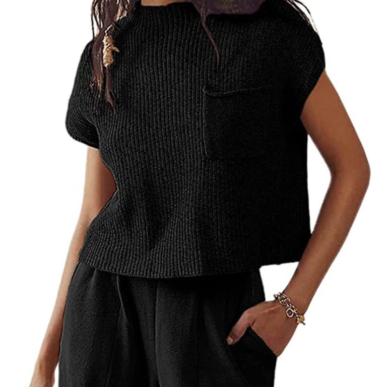 Women's Knitted Sleeveless Pocket Casual Rib Pullover Vest - Image 2