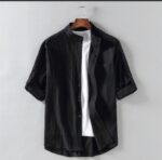 Men's Linen Stand Collar Loose Shirt - Image 4