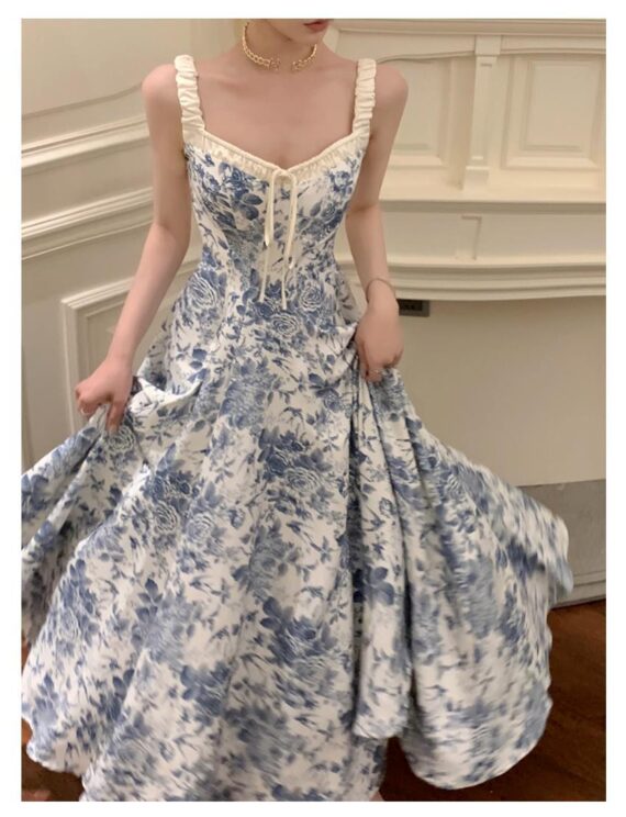 Fashion Retro Women Floral Strap Dress - Image 3