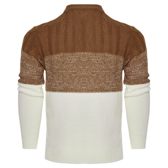 Men's Casual Color Block Long Sleeve Cable Knit Pullover Hoodie - Image 5