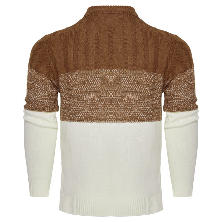 Men's Casual Color Block Long Sleeve Cable Knit Pullover Hoodie - Image 5