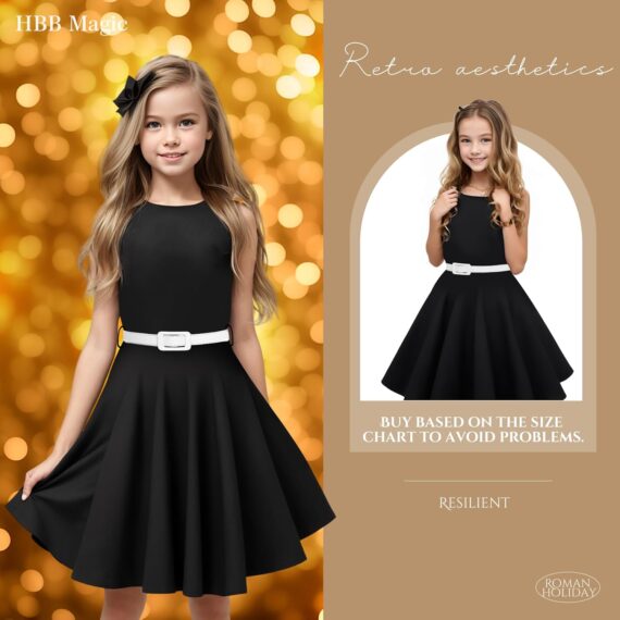 Girls 50s Retro Vintage Twirl Dress – Sleeveless Special Occasion (Size 6-14) - Image 5