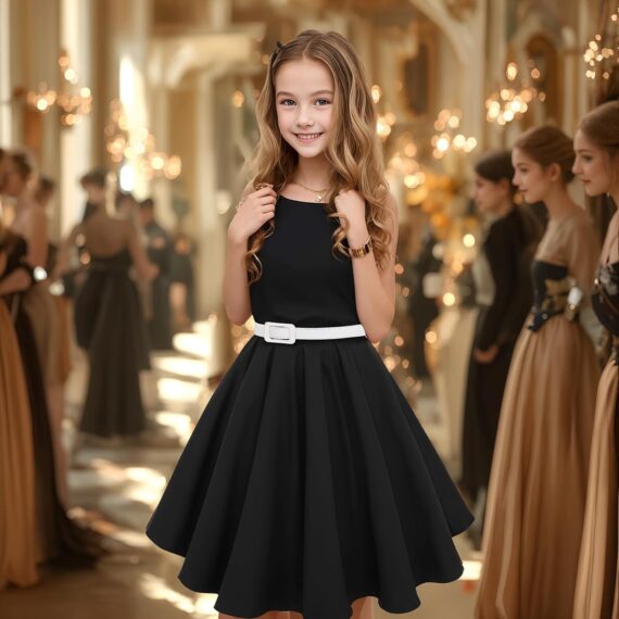 Girls 50s Retro Vintage Twirl Dress – Sleeveless Special Occasion (Size 6-14) - Image 6