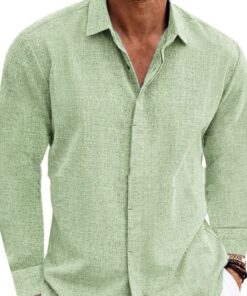 Men's Classic Long Sleeve Cotton-Linen Shirt