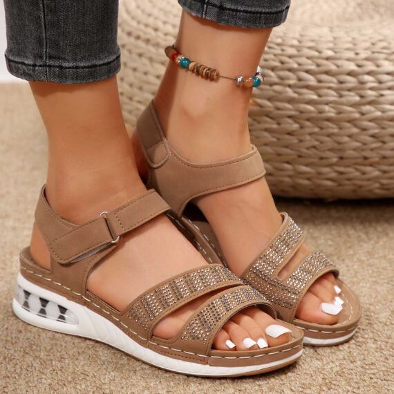 Women's Rhinestone Wedge Sandals - Image 3
