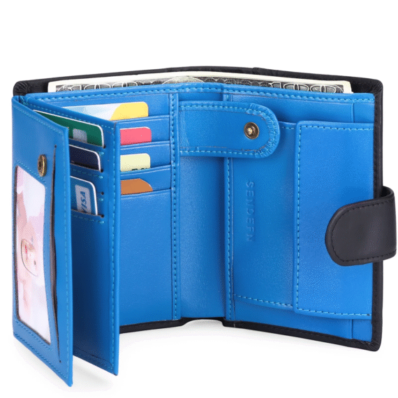 Men's Trifold Leather Wallet RFID Blocking with 8 Card Slots - Image 7