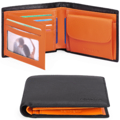 Men's Trifold Leather Wallet RFID Blocking with 8 Card Slots