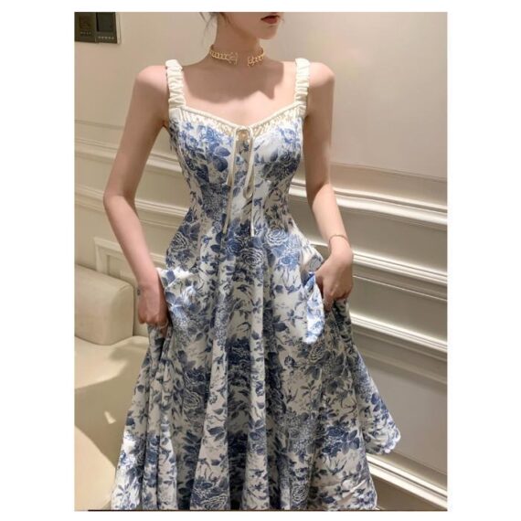Fashion Retro Women Floral Strap Dress - Image 4
