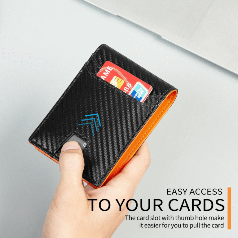 Slim Leather Wallet for Men with Airtag Holder RFID Blocking - Image 6