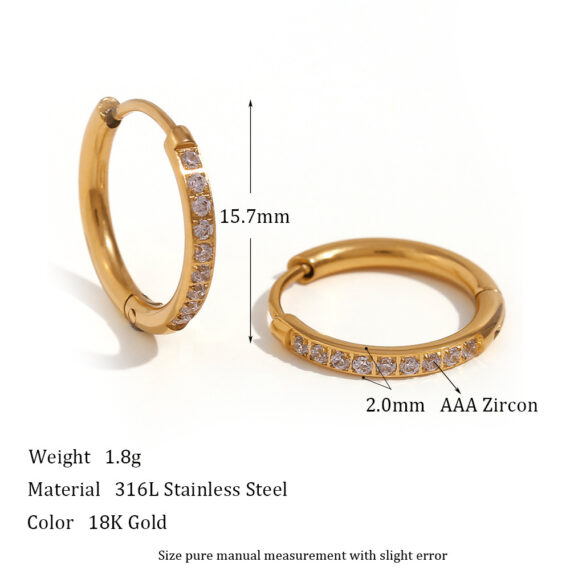Women's Titanium Steel Rounded Edge Zircon Earrings - Image 7