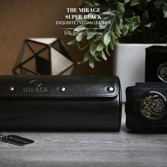 Luxury Travel Watch Case – Sleek 3-Watch Organizer in Black Vegan Leather - Image 6