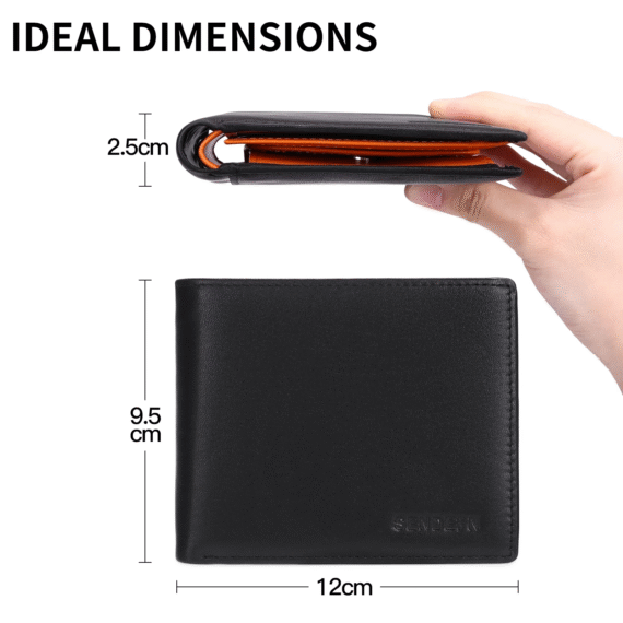 Men's Trifold Leather Wallet RFID Blocking with 8 Card Slots - Image 3