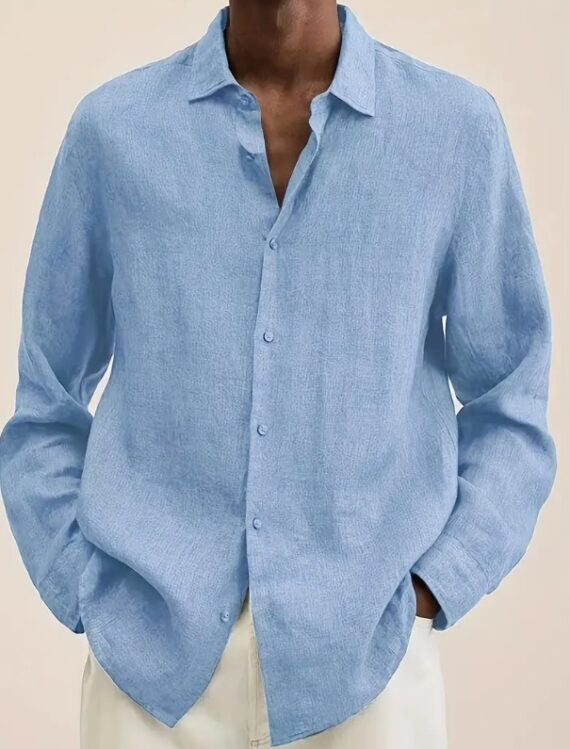Men's Solid Color Stand Collar Shirt – Stylish Long Sleeve Casual Wear