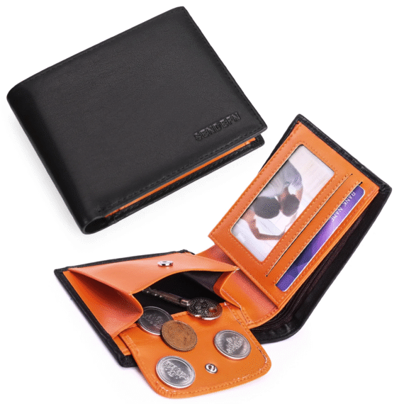Men's Trifold Leather Wallet RFID Blocking with 8 Card Slots - Image 6