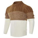 Men's Casual Color Block Long Sleeve Cable Knit Pullover Hoodie - Image 2
