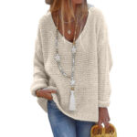 V-neck Long Sleeve Knit Top - Image 2