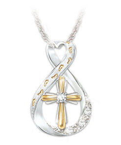 Cross Footprint Diamond Pendant Two Tone