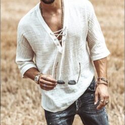 Short Sleeved Button-up Shirt For Men