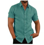 Men Short Sleeve Summer Solid Shirts - Image 2