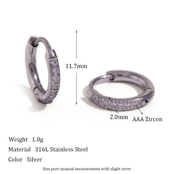 Women's Titanium Steel Rounded Edge Zircon Earrings - Image 8
