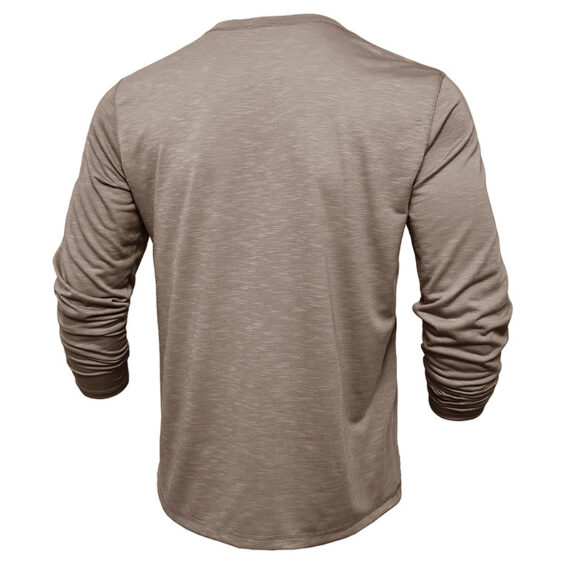 Men's Long-sleeved Henry Collar T-shirt - Image 6