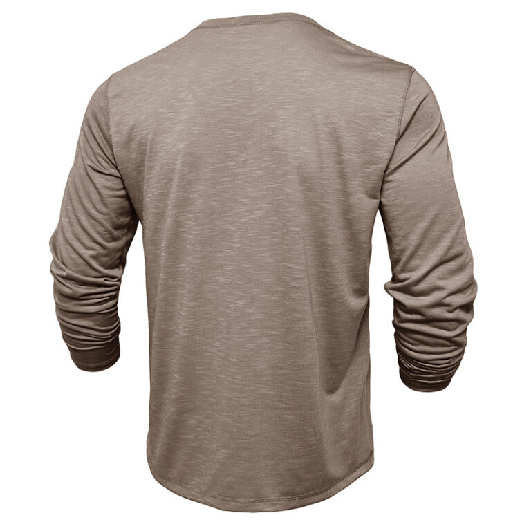 Men's Long-sleeved Henry Collar T-shirt - Image 6