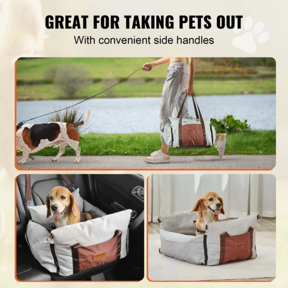 VEVOR Dog Booster Car Seat Pet Car Seat for Small Dog up to 25Lbs Gray - Image 6