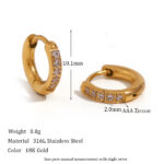 Women's Titanium Steel Rounded Edge Zircon Earrings - Image 6