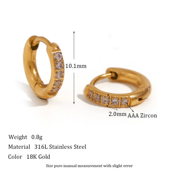 Women's Titanium Steel Rounded Edge Zircon Earrings - Image 6