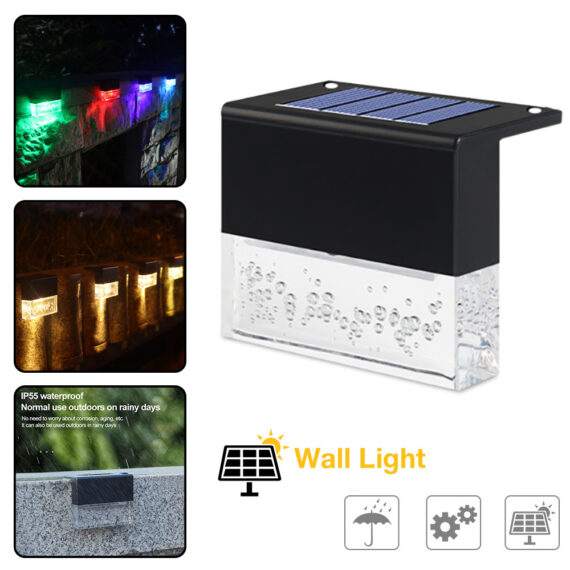 Waterproof New RGB LED Solar Step Fence Light - Image 4