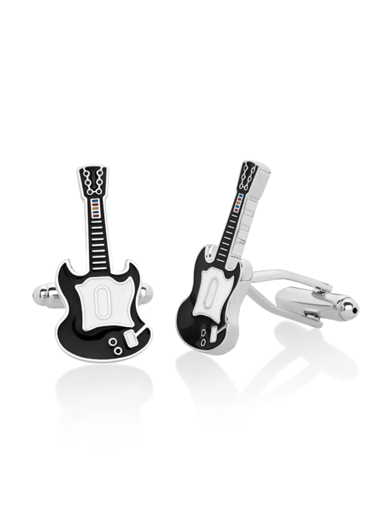 Black Color Electric Guitar Polished Finish Cufflinks - Image 2