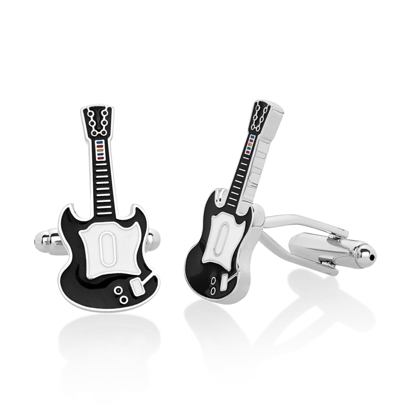 Black Color Electric Guitar Polished Finish Cufflinks