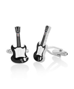 Black Color Electric Guitar Polished Finish Cufflinks