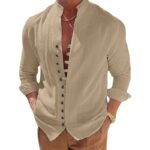 Cotton And Linen Casual Loose Long Sleeve Shirt - Image 9